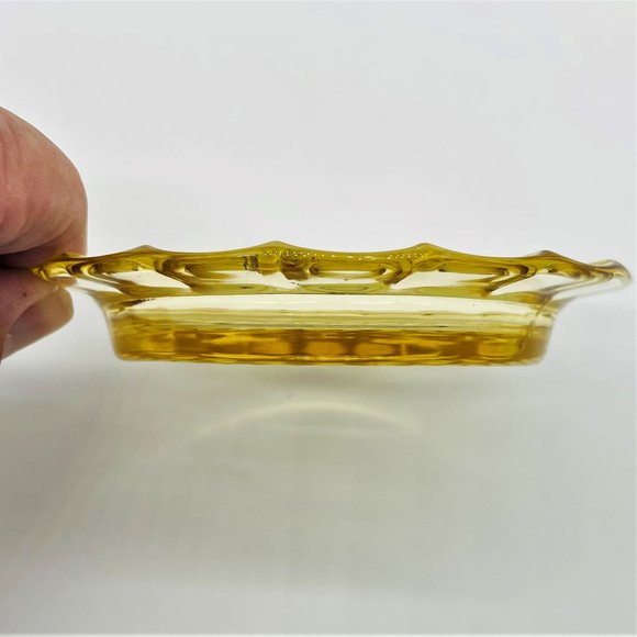 Rare Vintage 4" Amber Gold 17 Slot Bowling Alley Glass Ash Tray - Picture 3 of 4